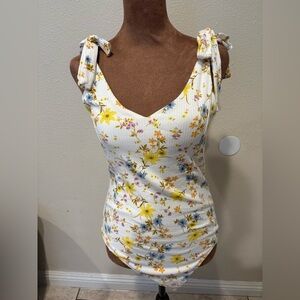 Old Navy Floral Tank Top with Yellow and Blue Accents